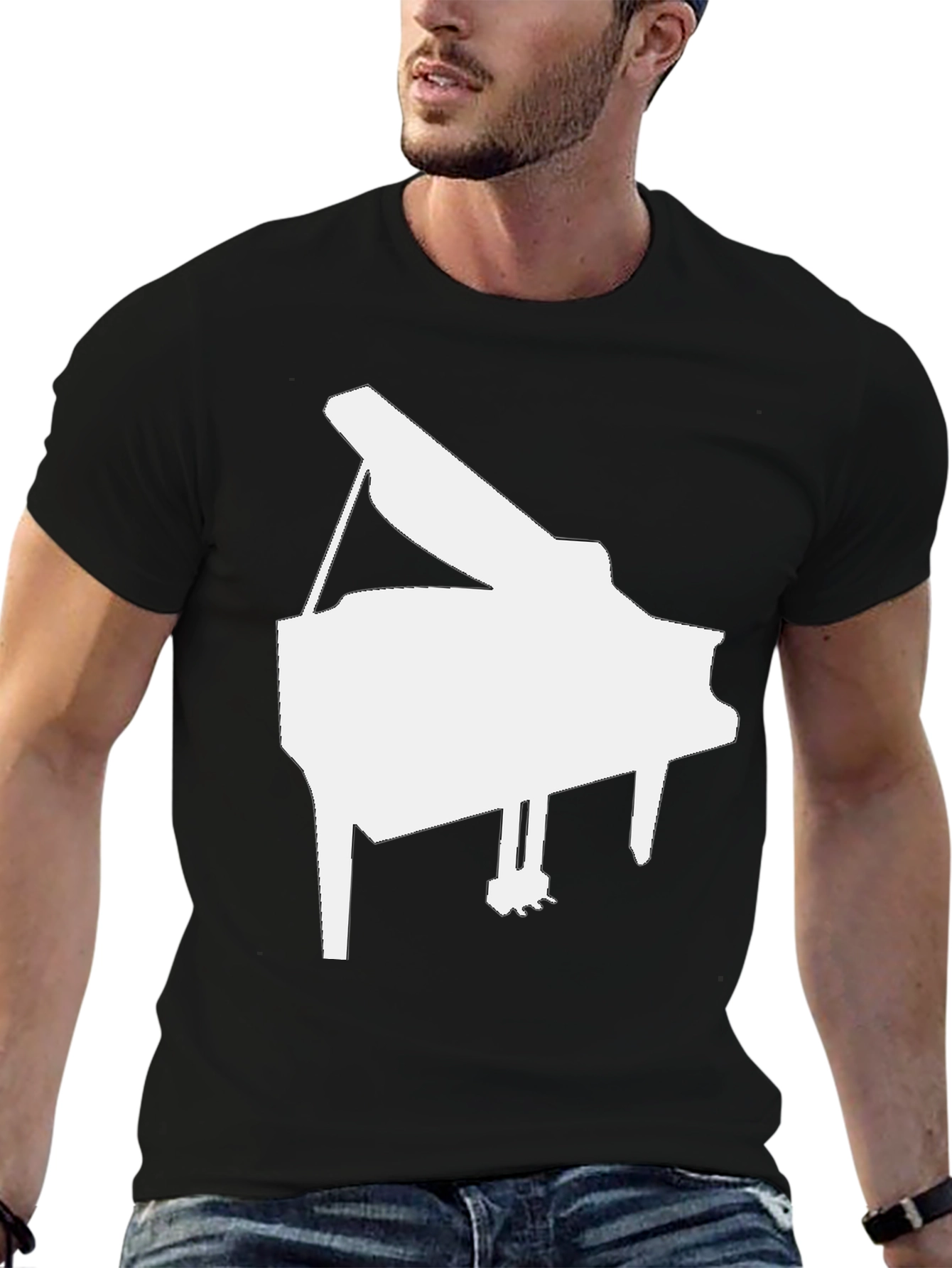 Grand Piano Graphic Tee - Music Lovers Black T-Shirt