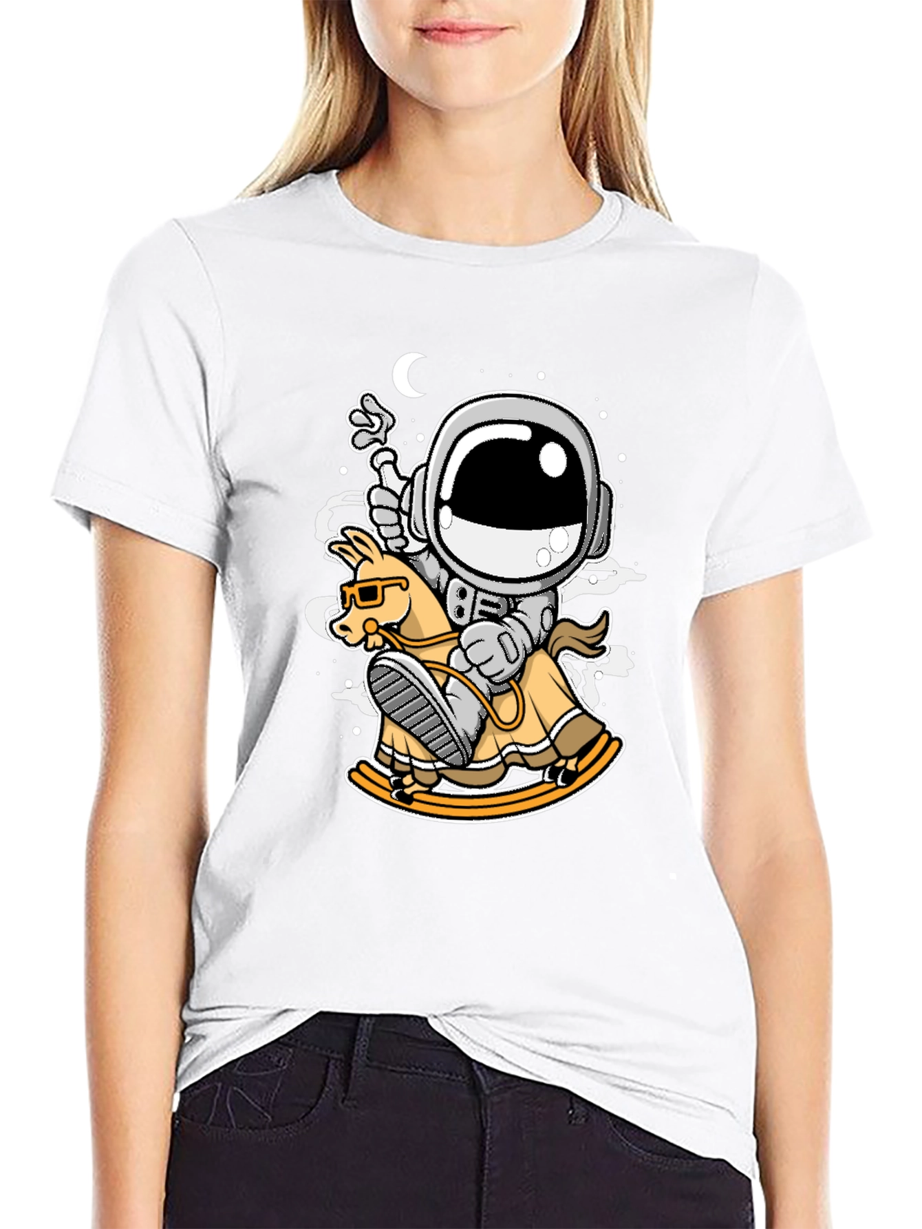 Astronaut Rocking Horse T-Shirt - Space Adventure Tee