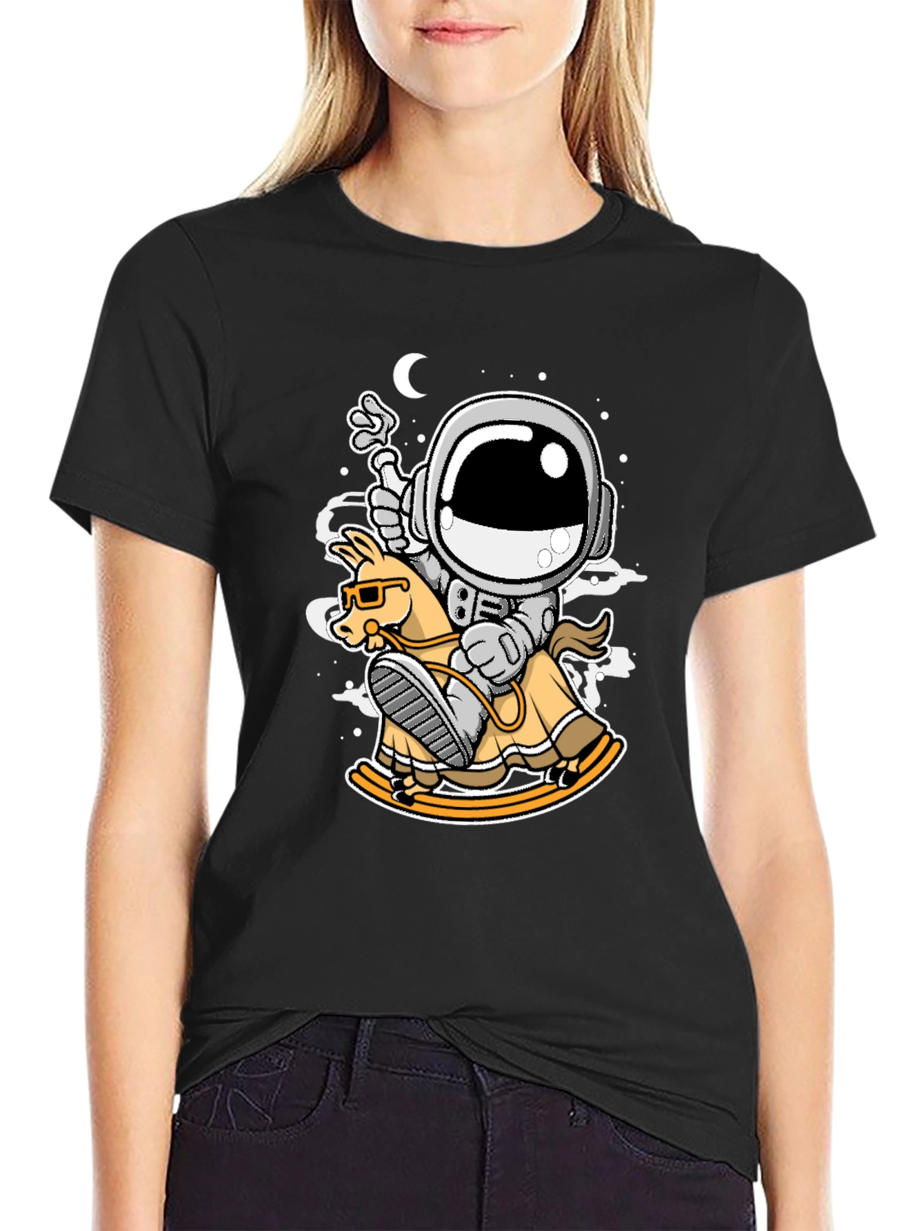 Astronaut Rocking Horse T-Shirt - Space Adventure Tee