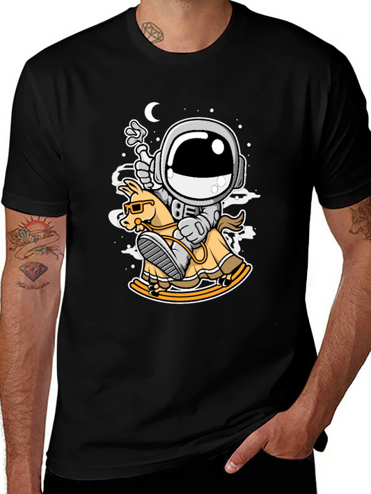 Astronaut Rocking Horse T-Shirt - Space Adventure Tee