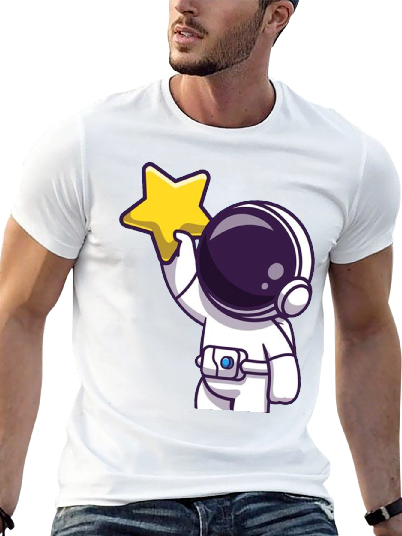 Astronaut Holding Star Graphic Tee - Black