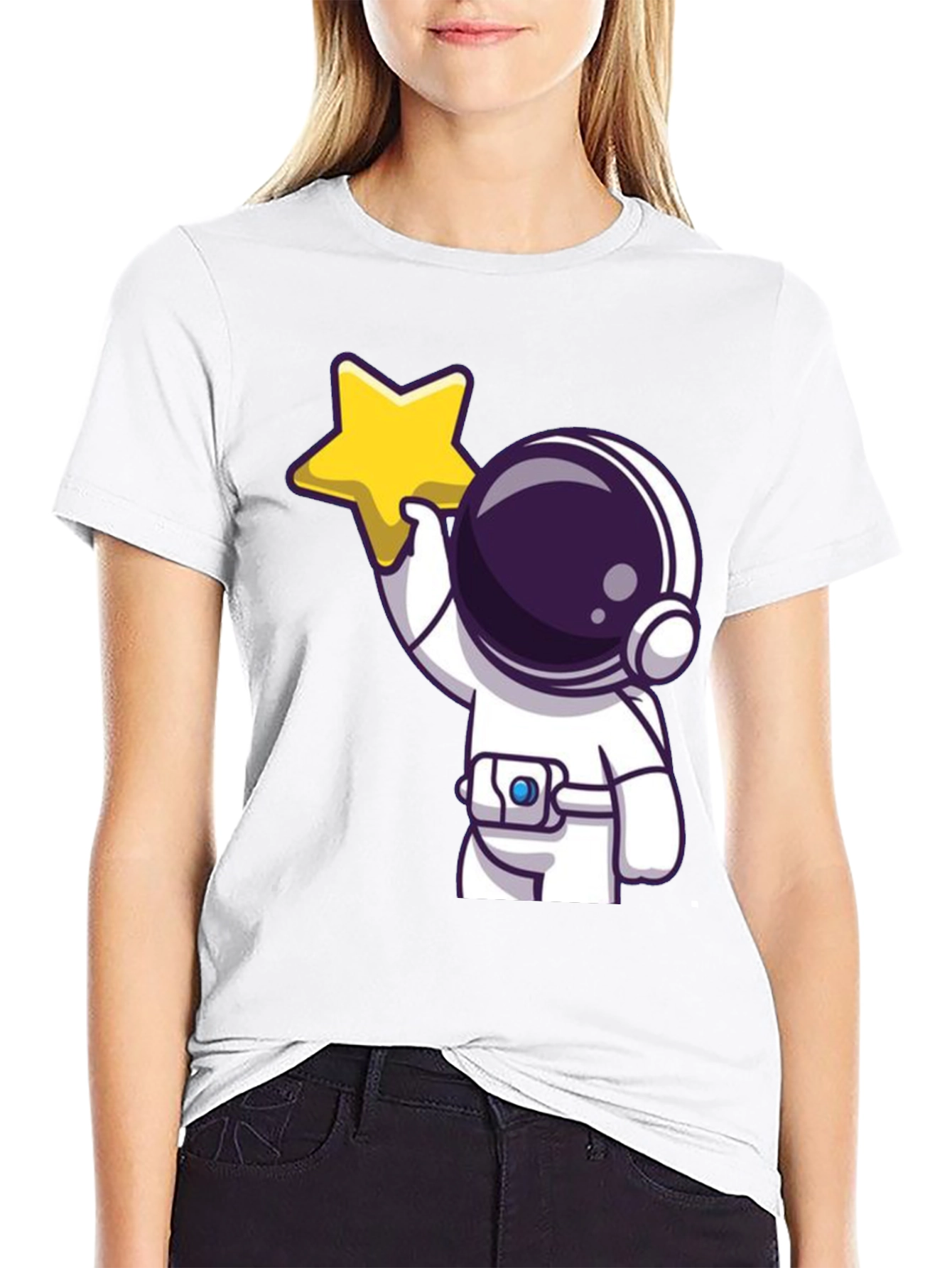 Astronaut Holding Star Graphic Tee - Black