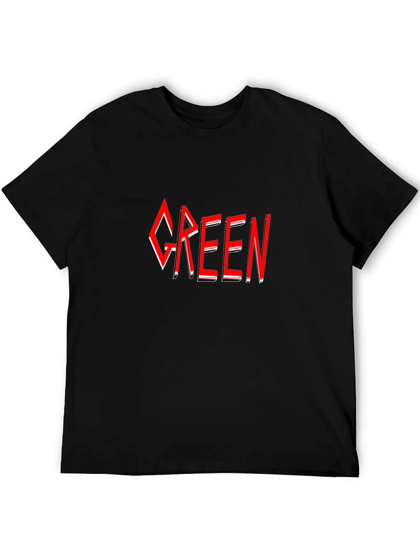 Green T-Shirt - Red Graphic Design