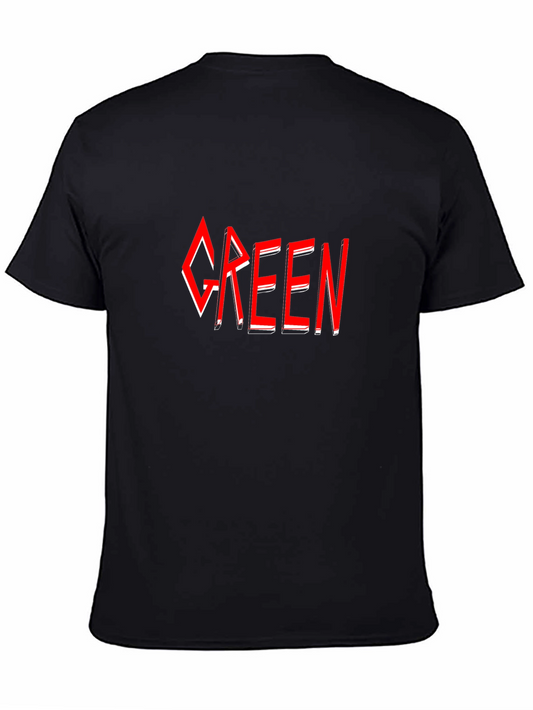 Green T-Shirt - Red Graphic Design