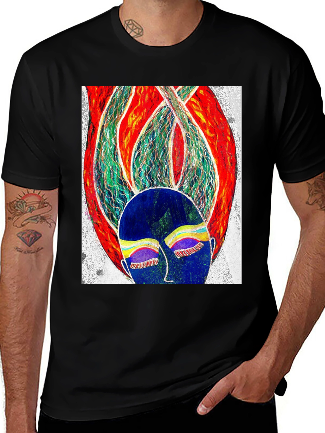 Abstract Face Graphic Tee - Modern Art T-Shirt