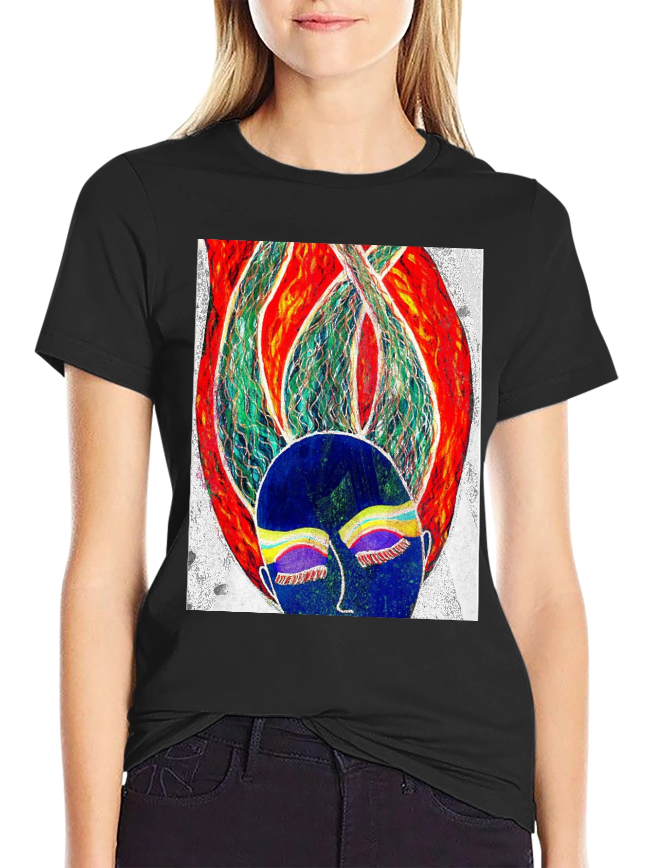 Abstract Face Graphic Tee - Modern Art T-Shirt