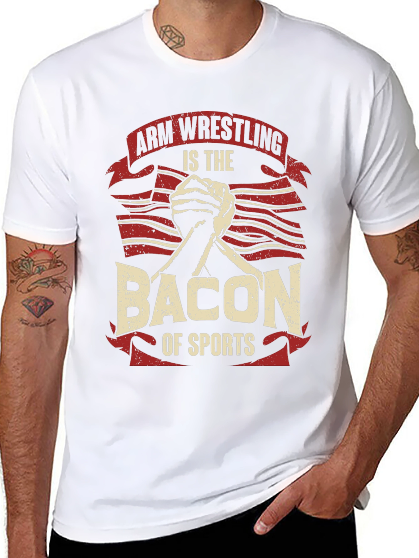 Arm Wrestling Bacon of Sports T-Shirt