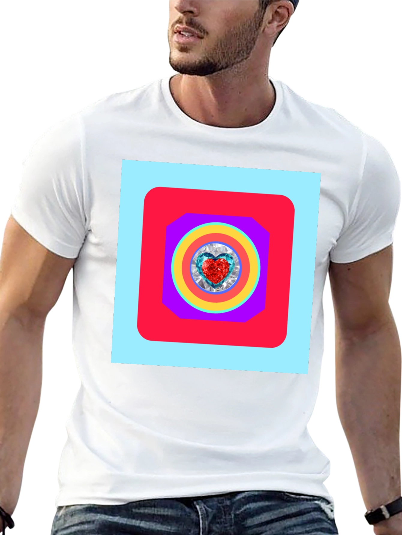 Geometric Heart Graphic Tee - Stylish Menswear