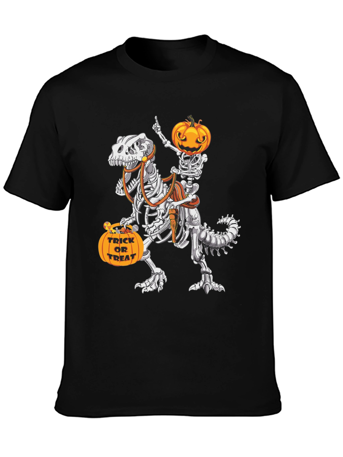Halloween Skeleton Dinosaur Rider T-Shirt