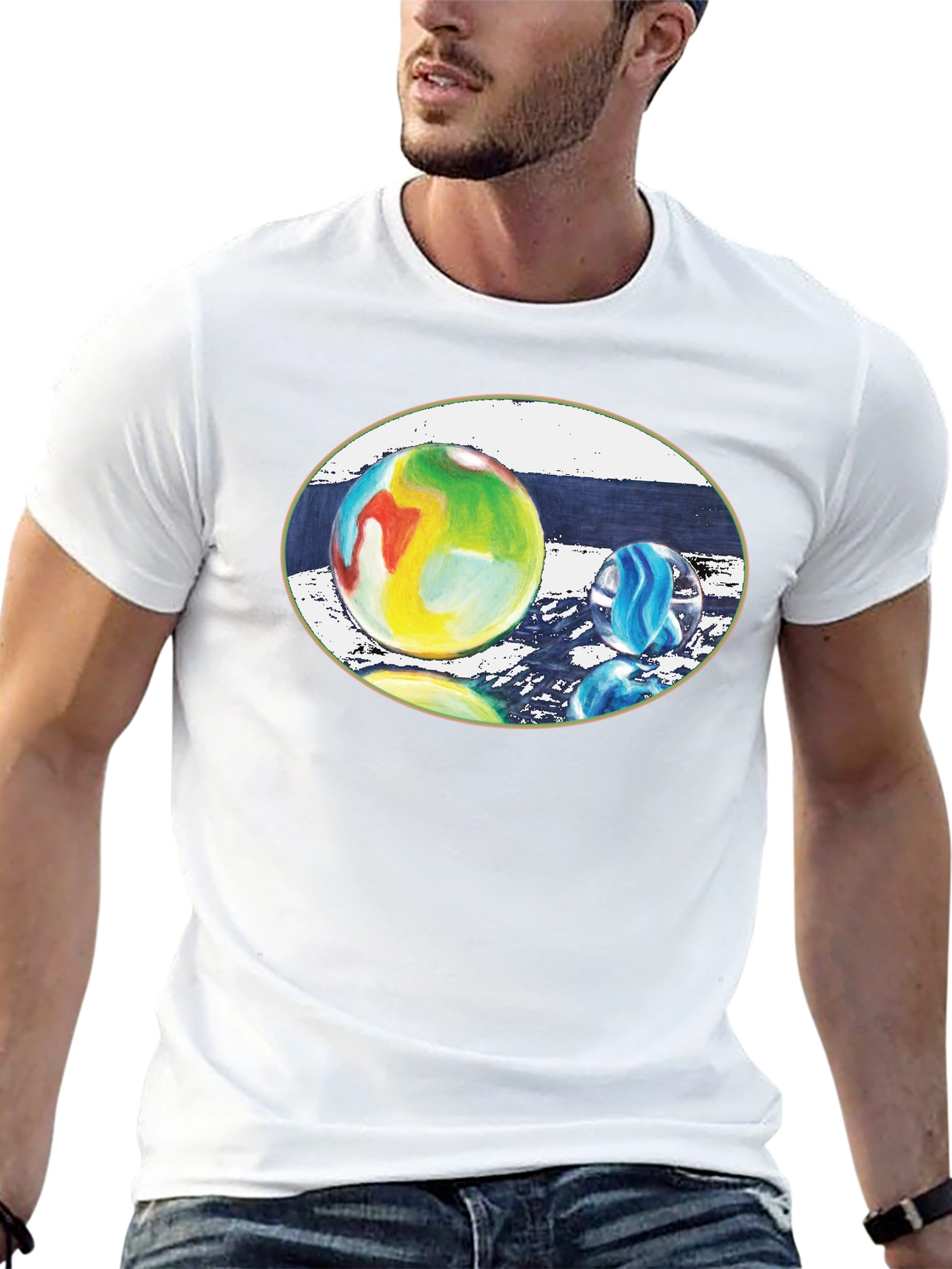 Artistic Marbles Graphic T-Shirt - Black