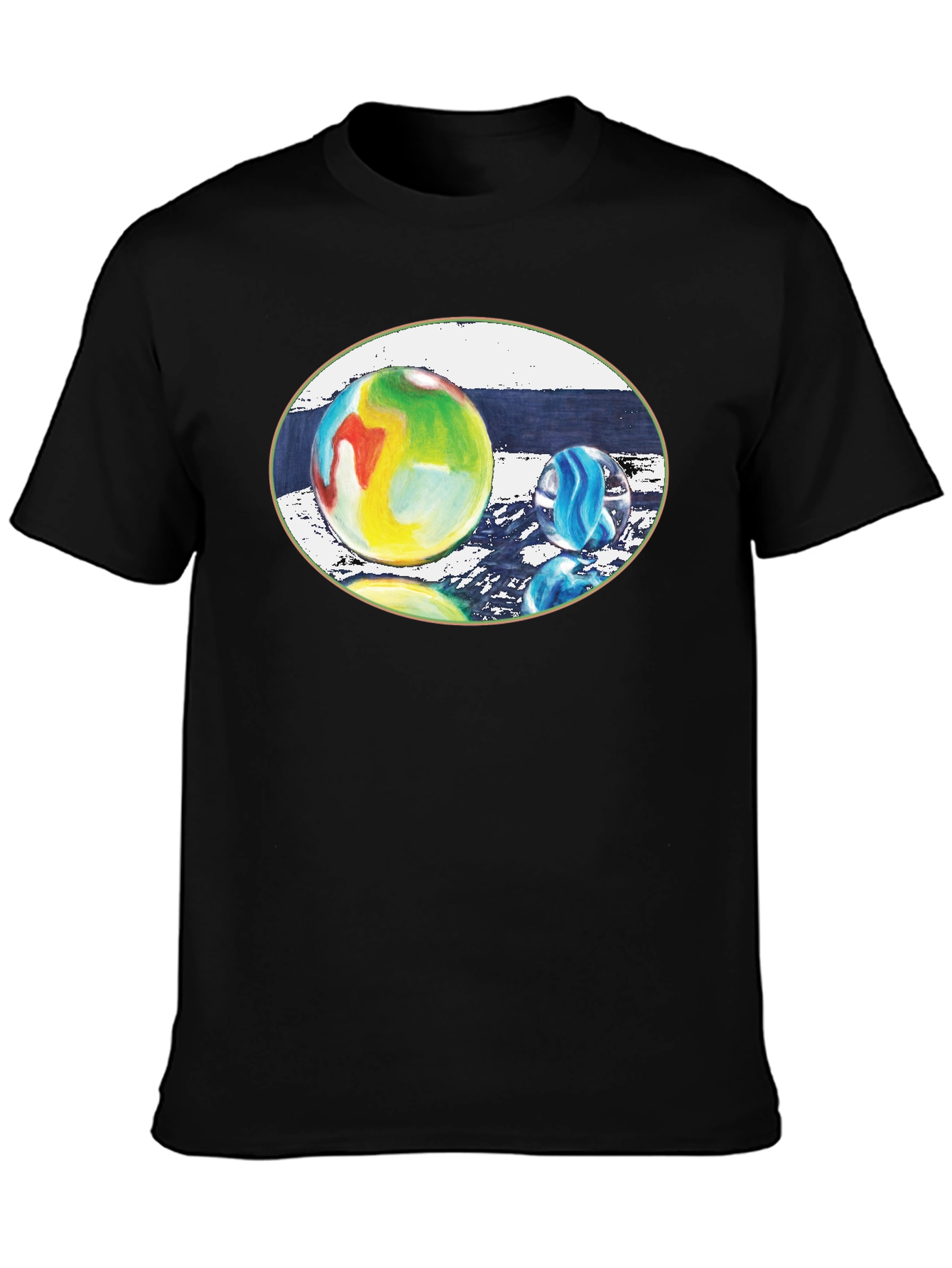 Artistic Marbles Graphic T-Shirt - Black