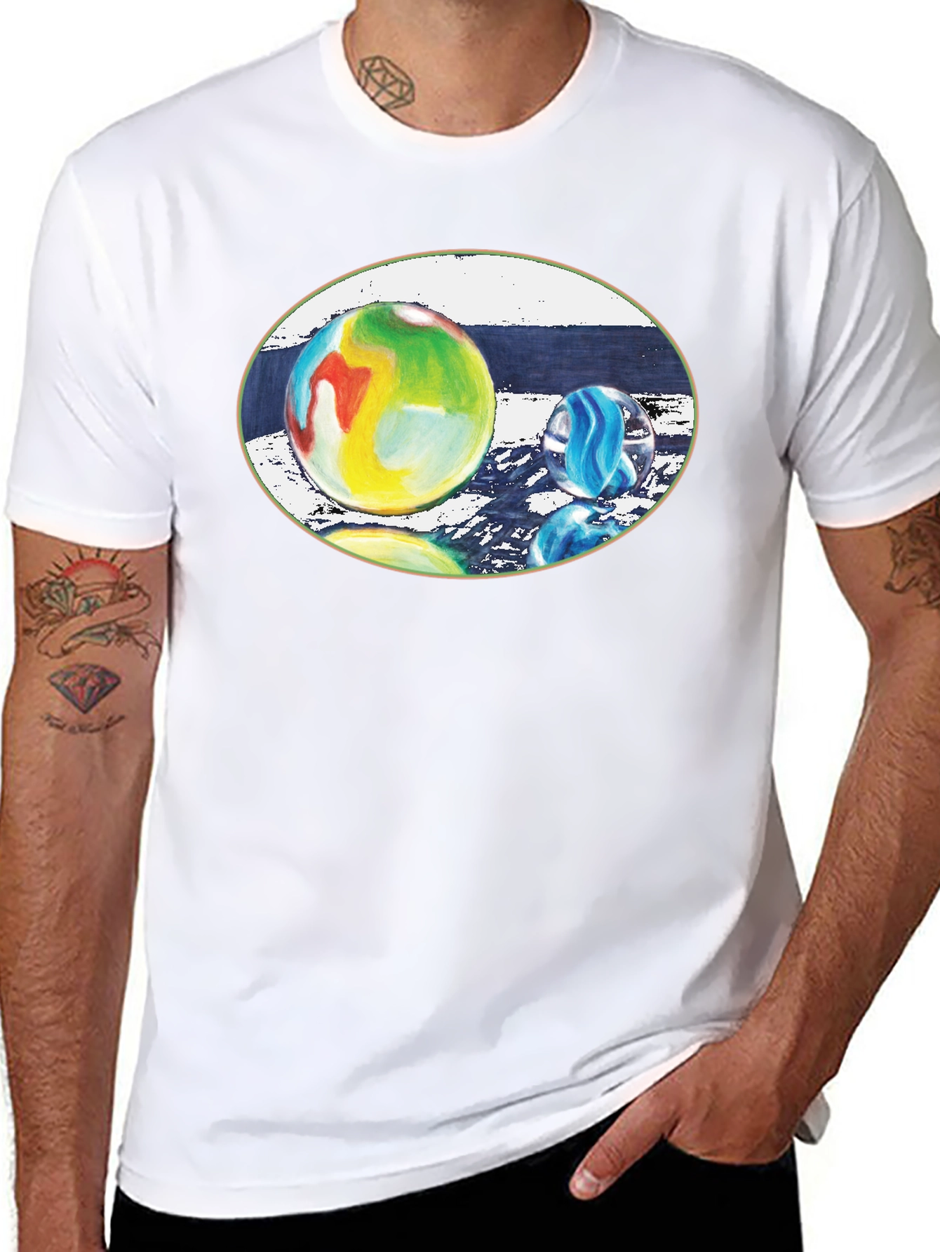 Artistic Marbles Graphic T-Shirt - Black