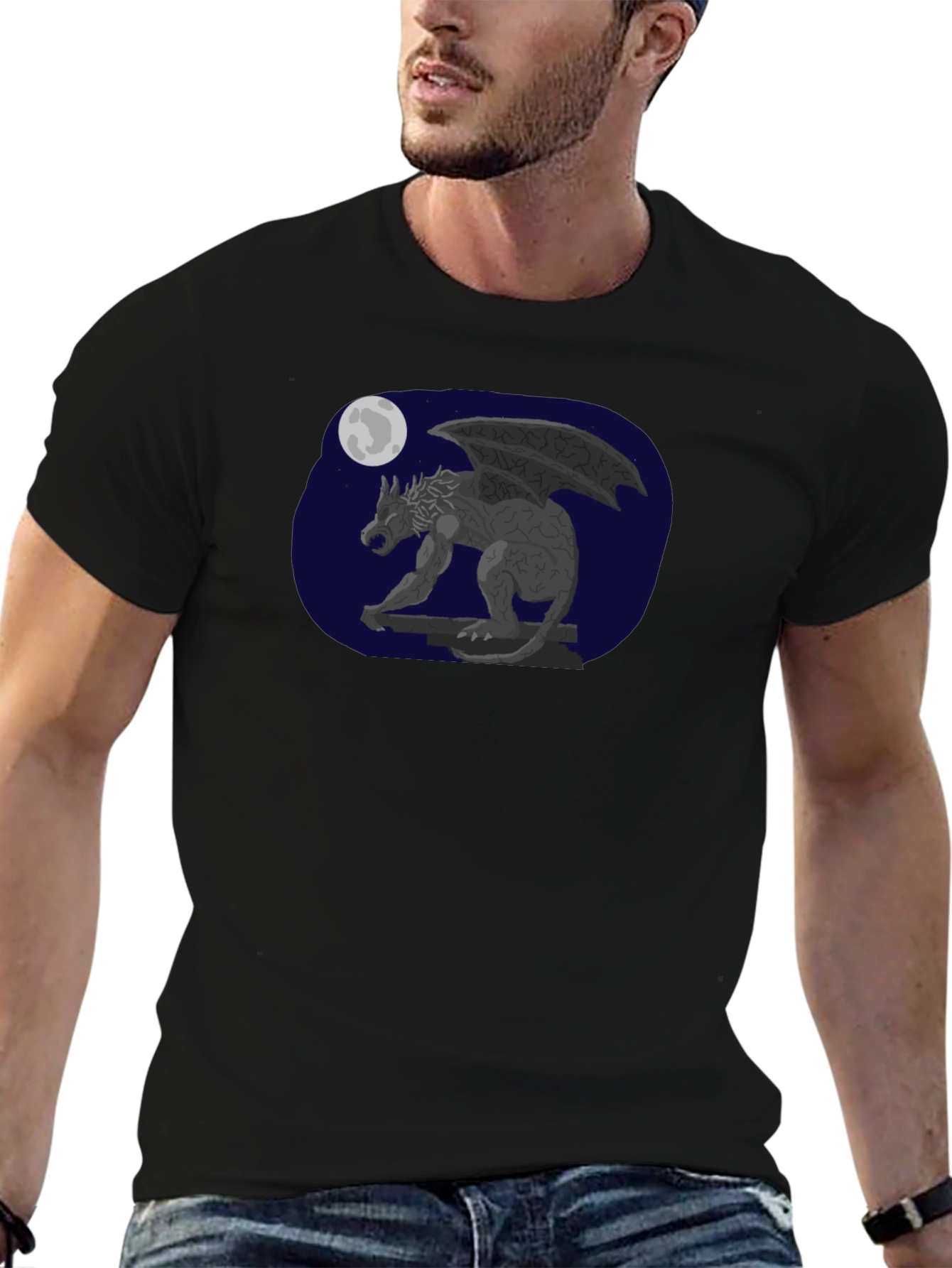 Gargoyle Moon Graphic Tee - Black T-Shirt