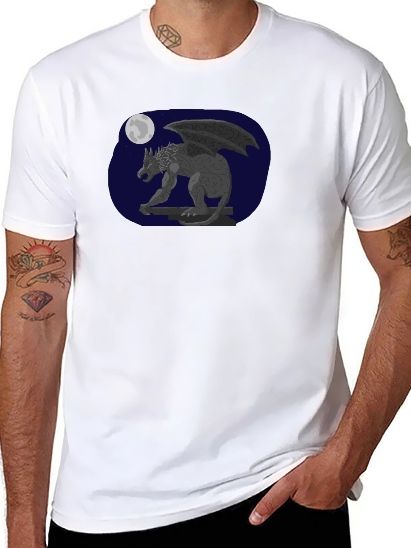 Gargoyle Moon Graphic Tee - Black T-Shirt