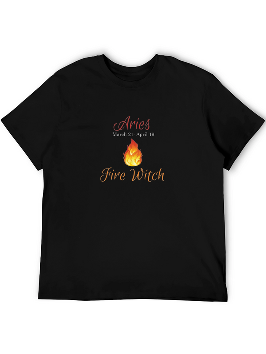 Aries Fire Witch T-Shirt Zodiac Sign Tee