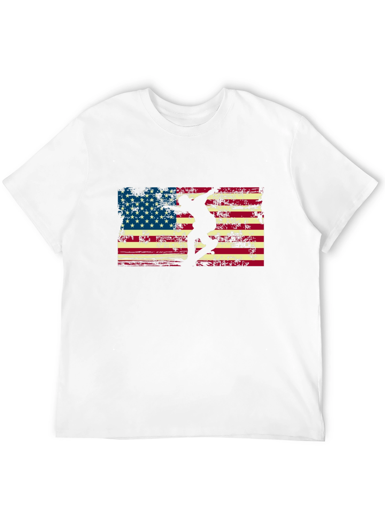 American Flag Skateboarder Black T-Shirt