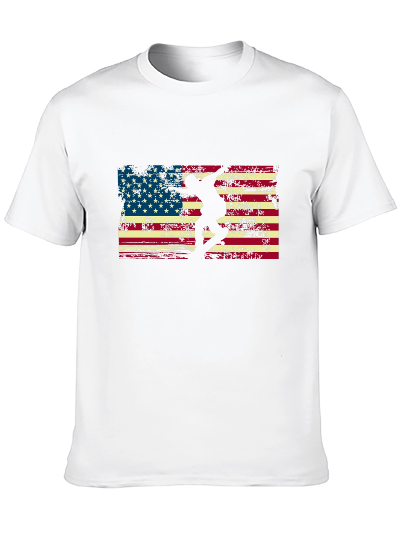 American Flag Skateboarder Black T-Shirt