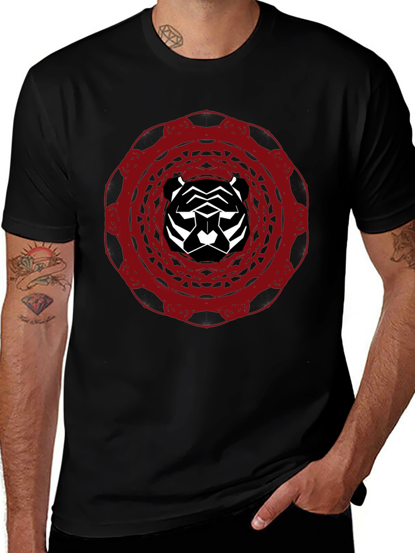 Abstract Tiger Graphic Tee - Black