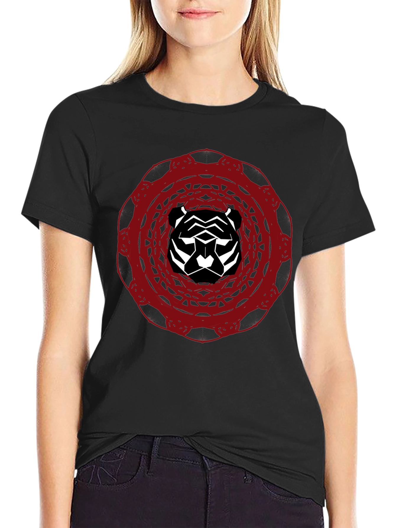 Abstract Tiger Graphic Tee - Black