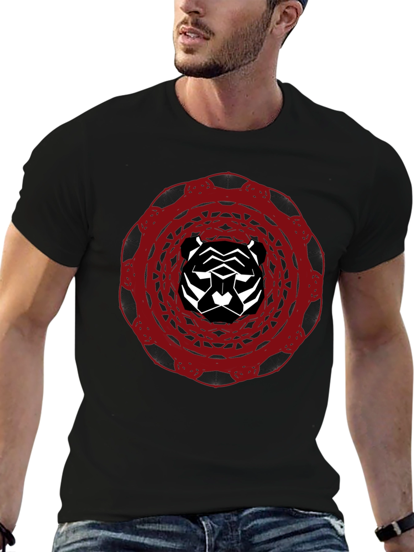 Abstract Tiger Graphic Tee - Black