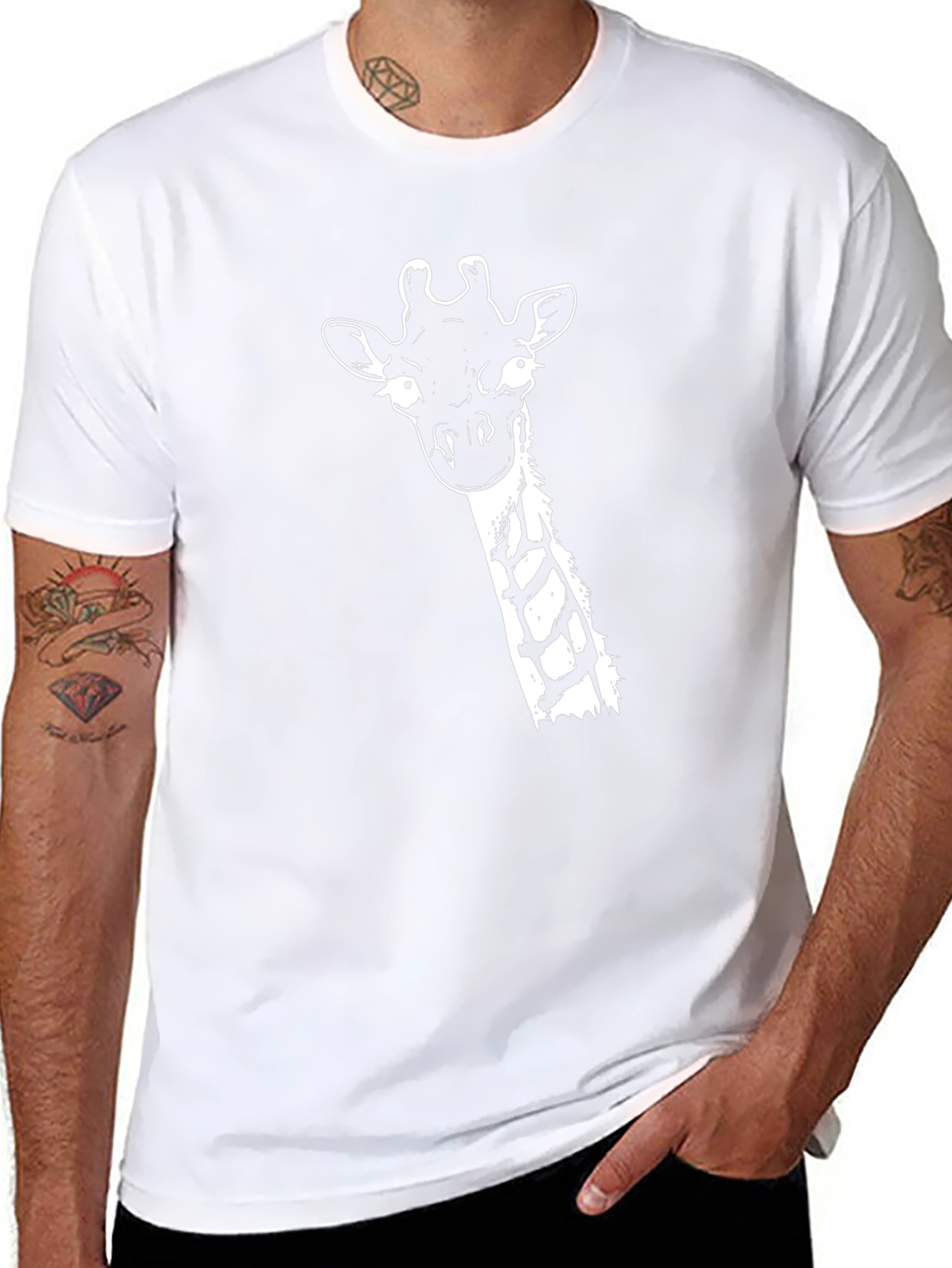 Giraffe Graphic Print Black T-Shirt