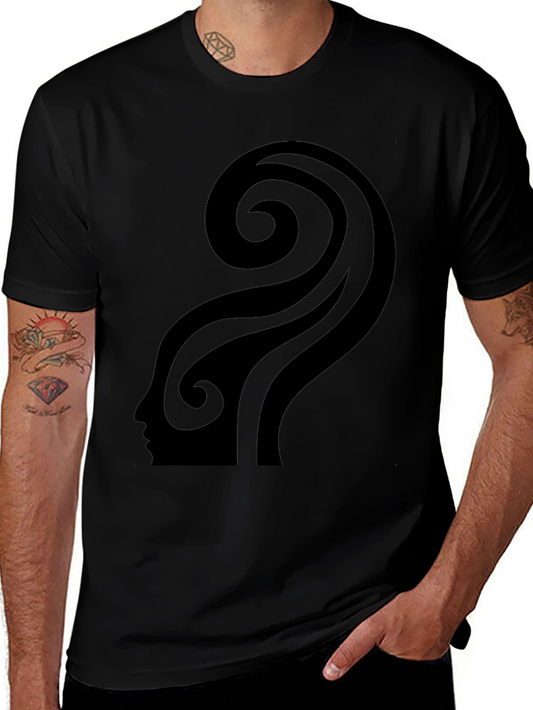Abstract Silhouette Graphic Black T-Shirt