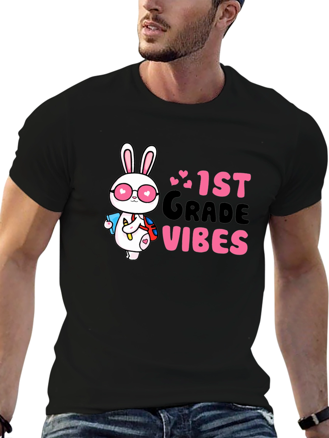 1st Grade Vibes Bunny Graphic Tee