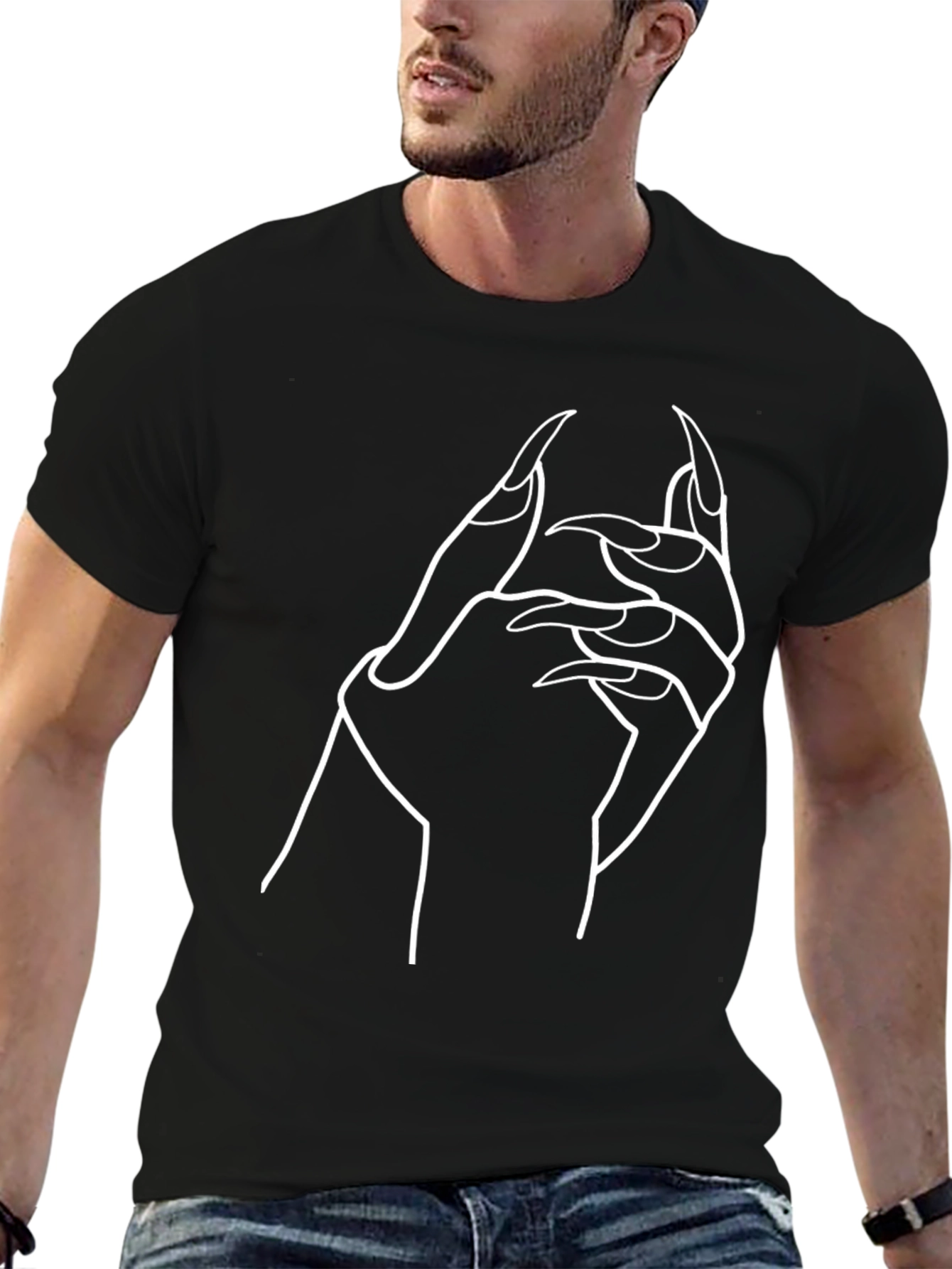 Gothic Hand Graphic Black T-Shirt