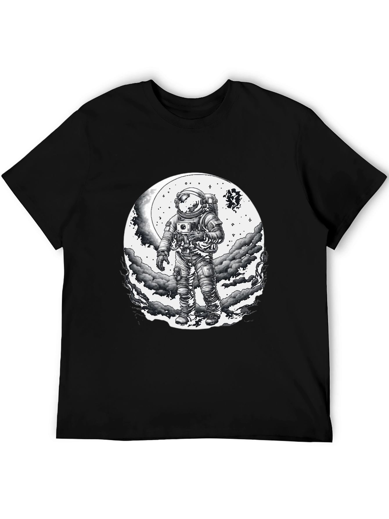 Astronaut Moon Graphic T-Shirt - Black