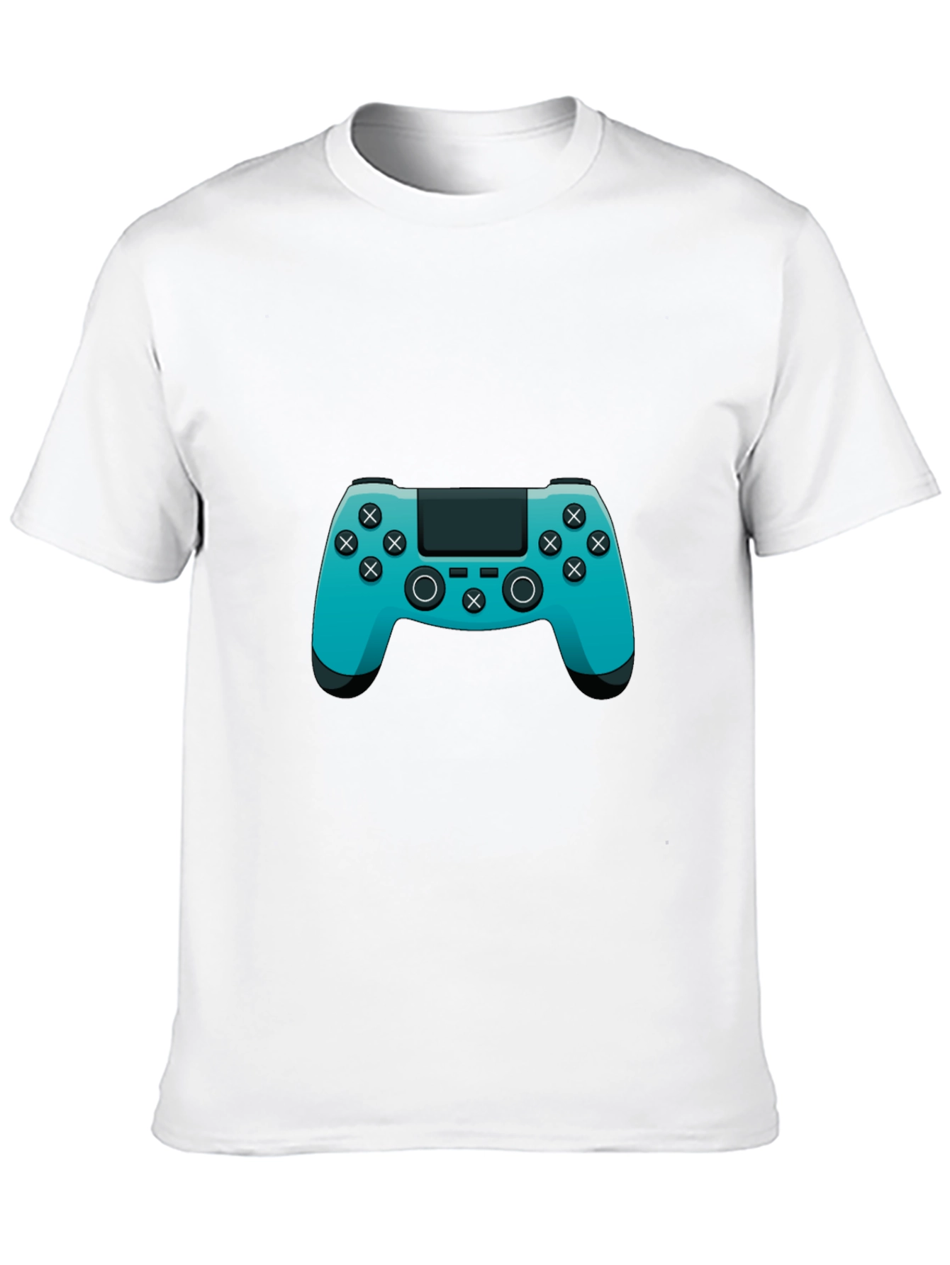 Gamer Style Black T-Shirt with Teal Controller Design