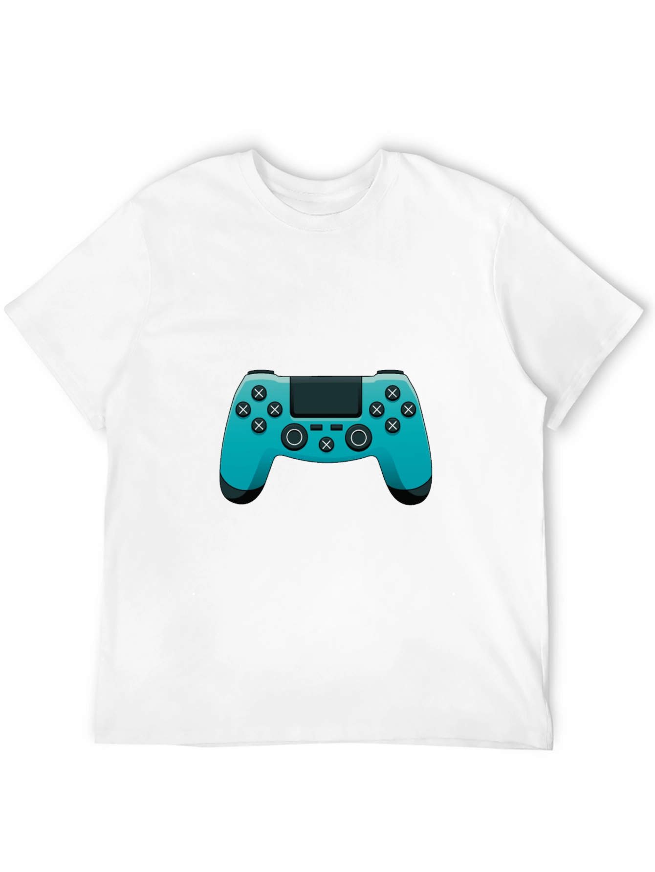 Gamer Style Black T-Shirt with Teal Controller Design