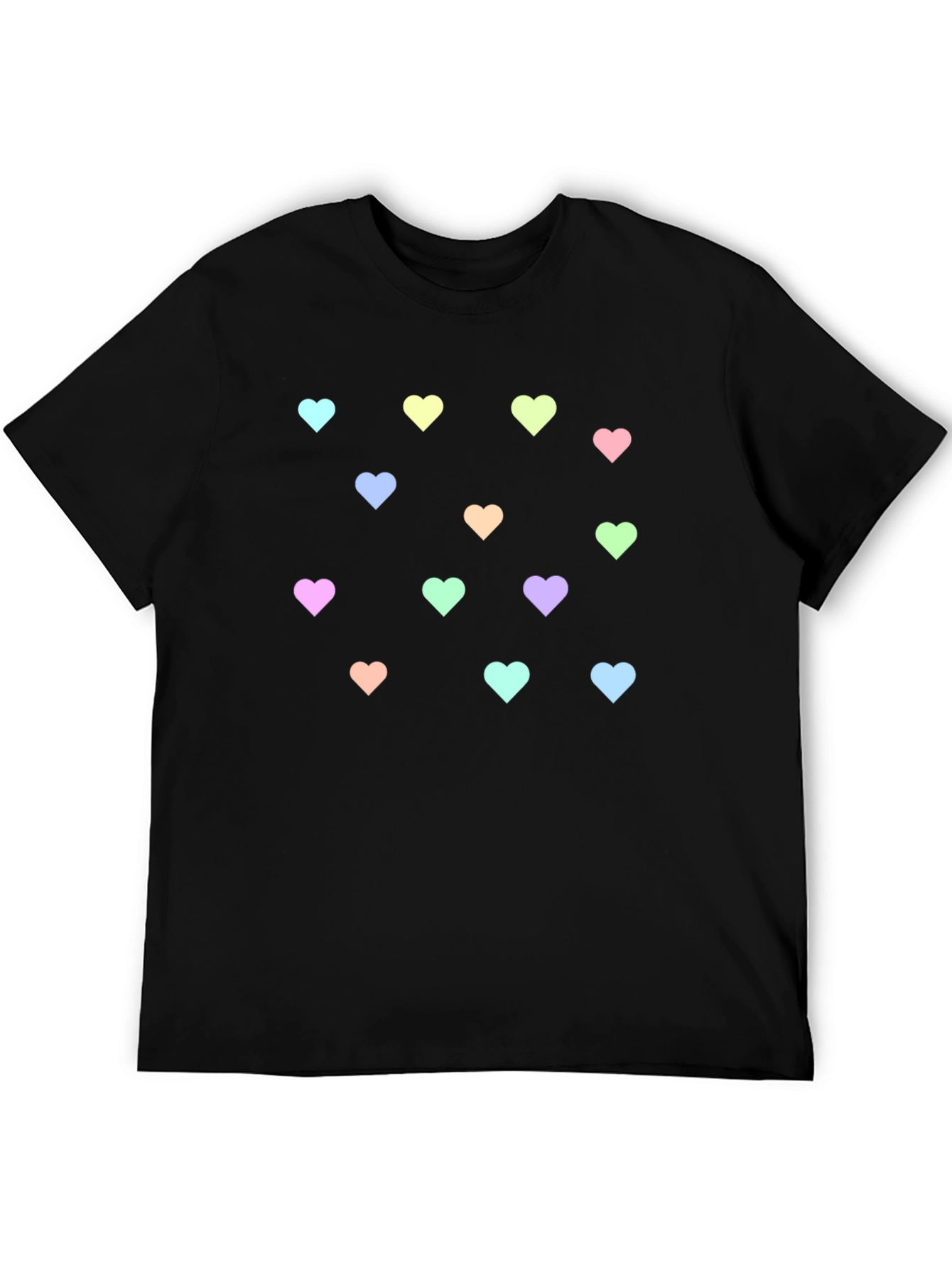 Heart Patterned Black T-Shirt