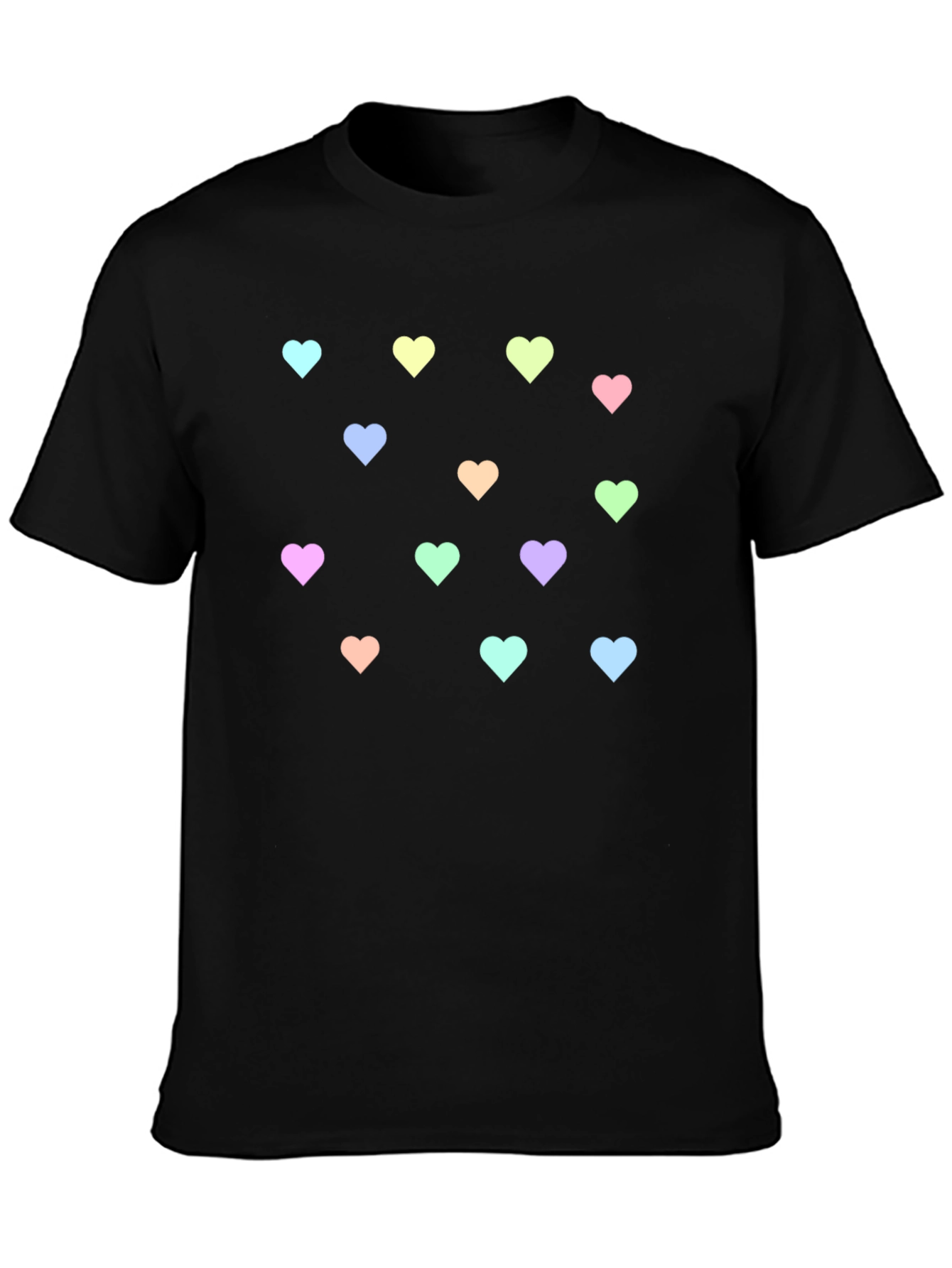 Heart Patterned Black T-Shirt