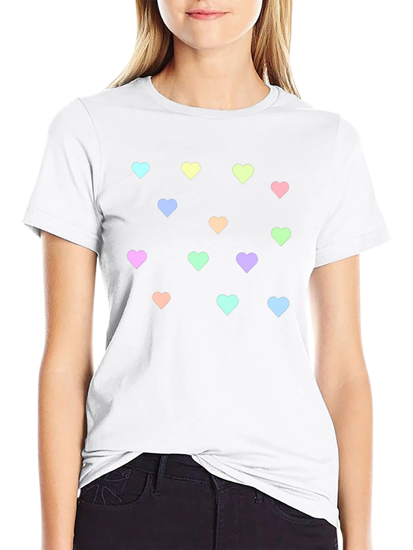 Heart Patterned Black T-Shirt