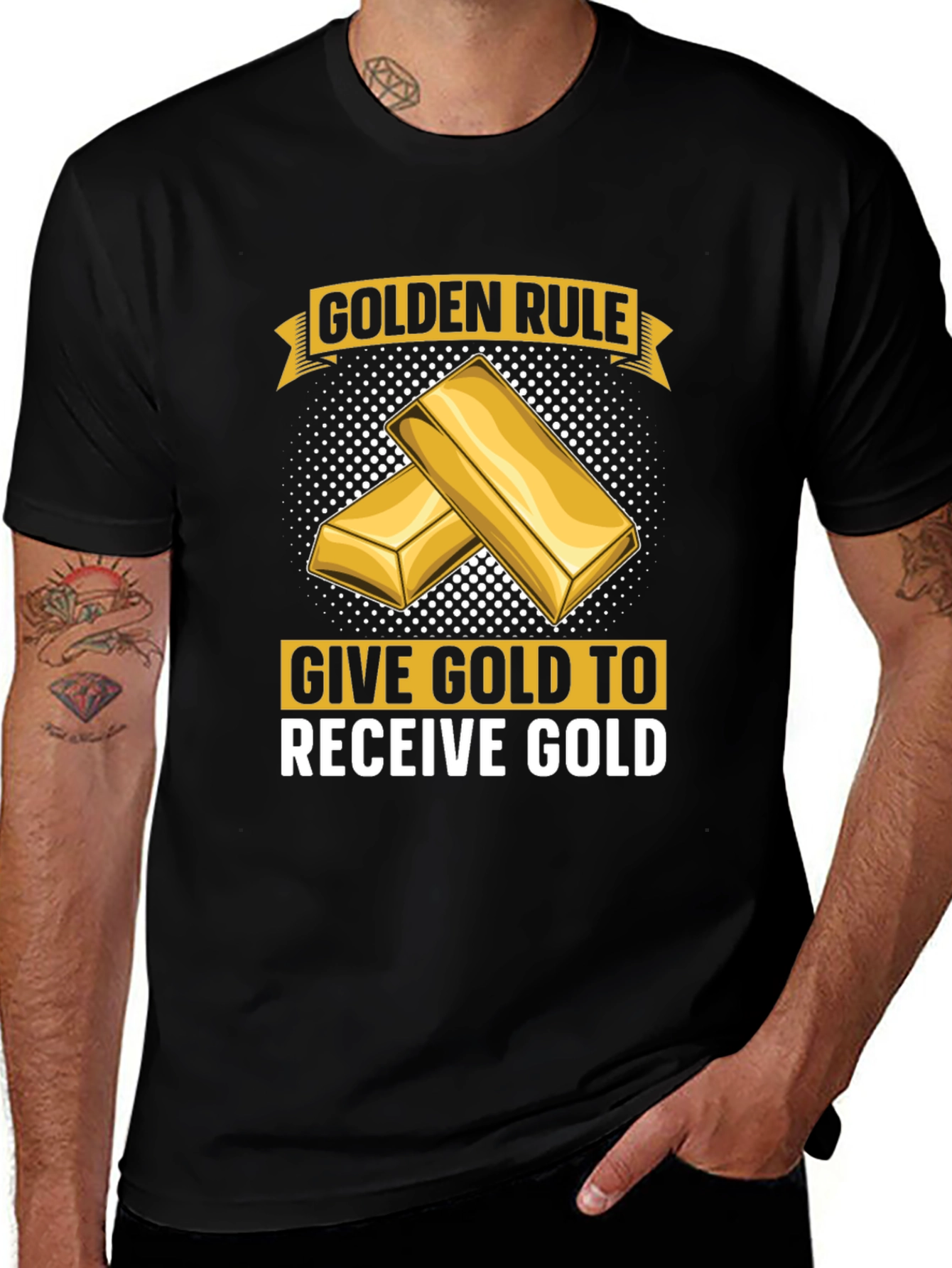 Golden Rule Give Gold T-Shirt - Mens Black Tee