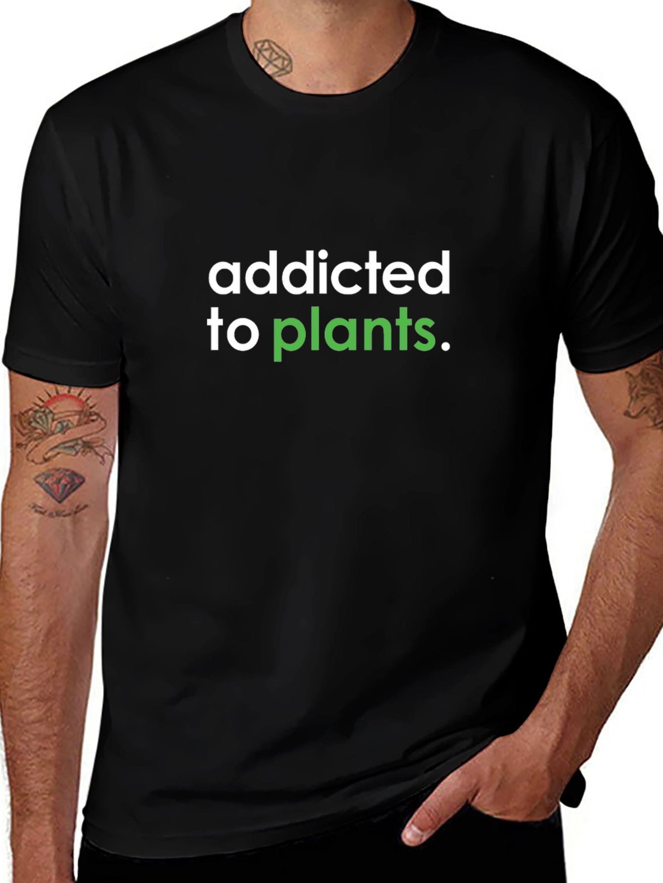 Addicted to Plants Graphic Tee - Black Cotton Shirt
