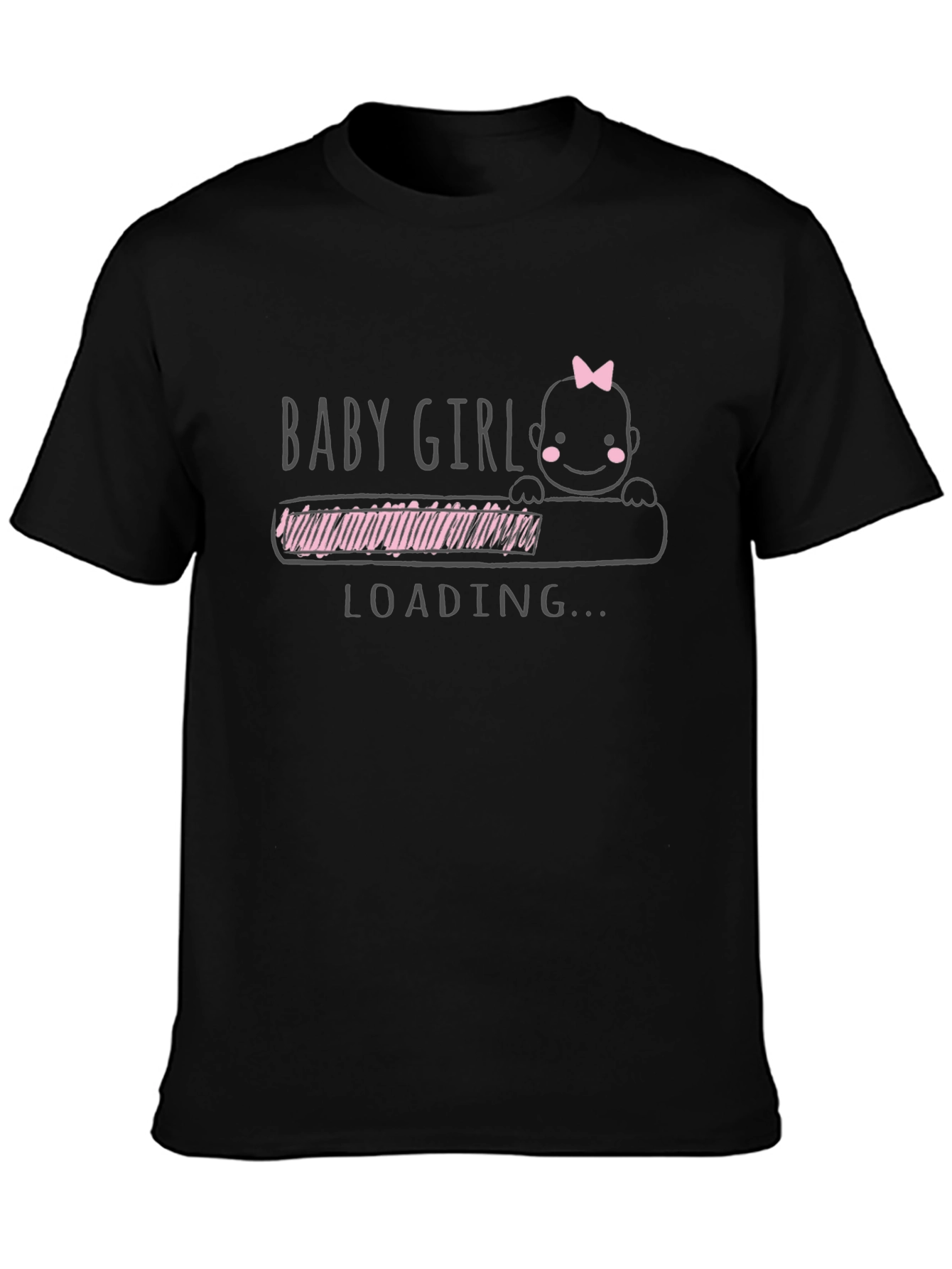Baby Girl Loading Black T-Shirt - Expecting Mom Tee