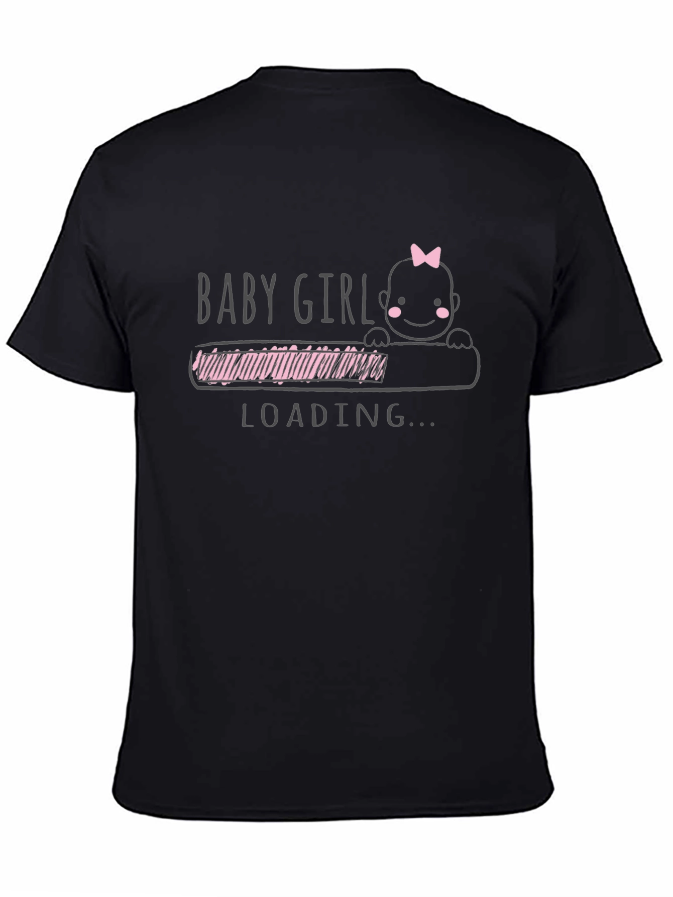 Baby Girl Loading Black T-Shirt - Expecting Mom Tee