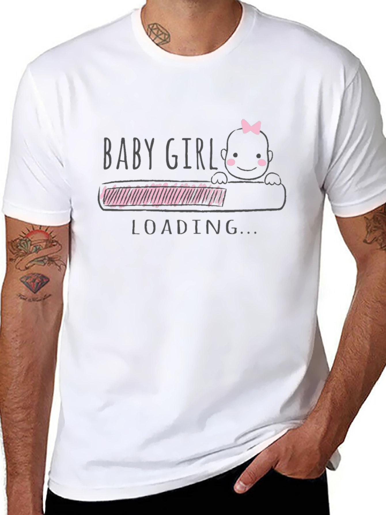 Baby Girl Loading Black T-Shirt - Expecting Mom Tee