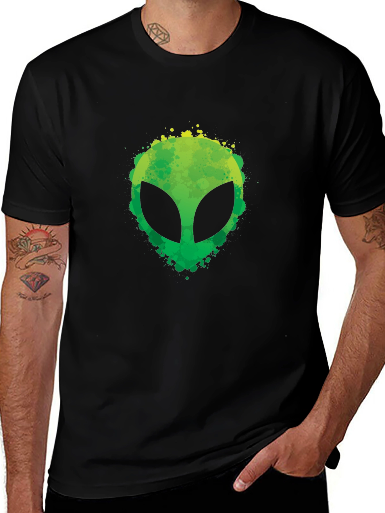 Alien Graphic Tee - Black Cotton T-Shirt