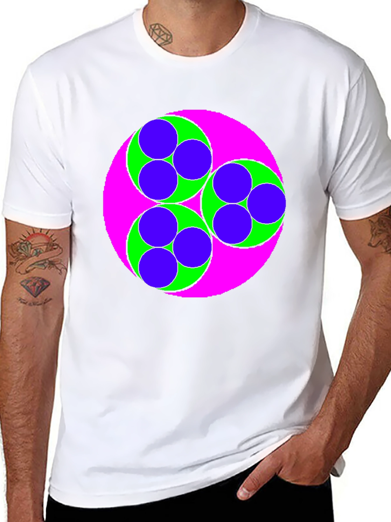 Geometric Circle Design Black T-Shirt