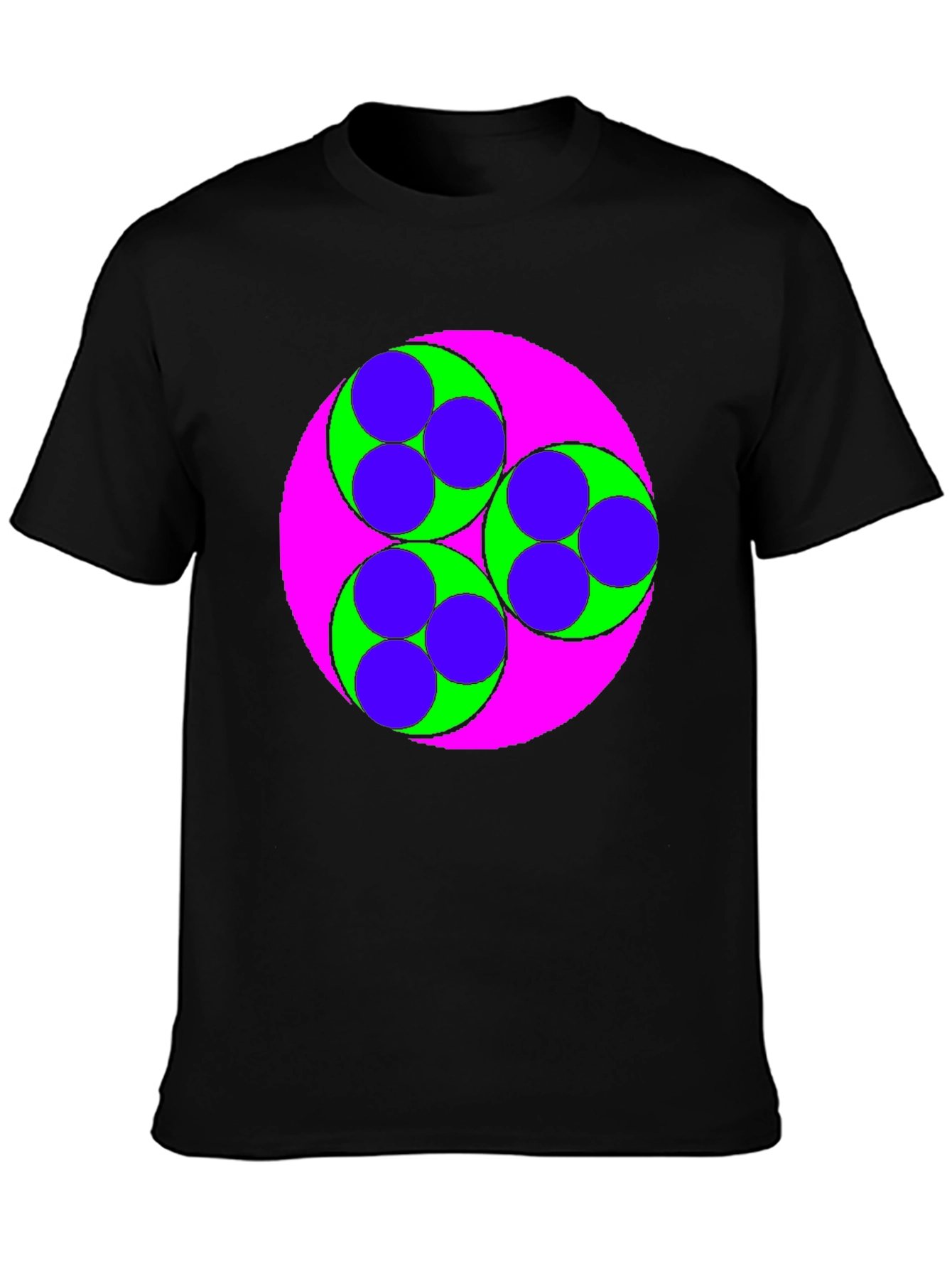 Geometric Circle Design Black T-Shirt