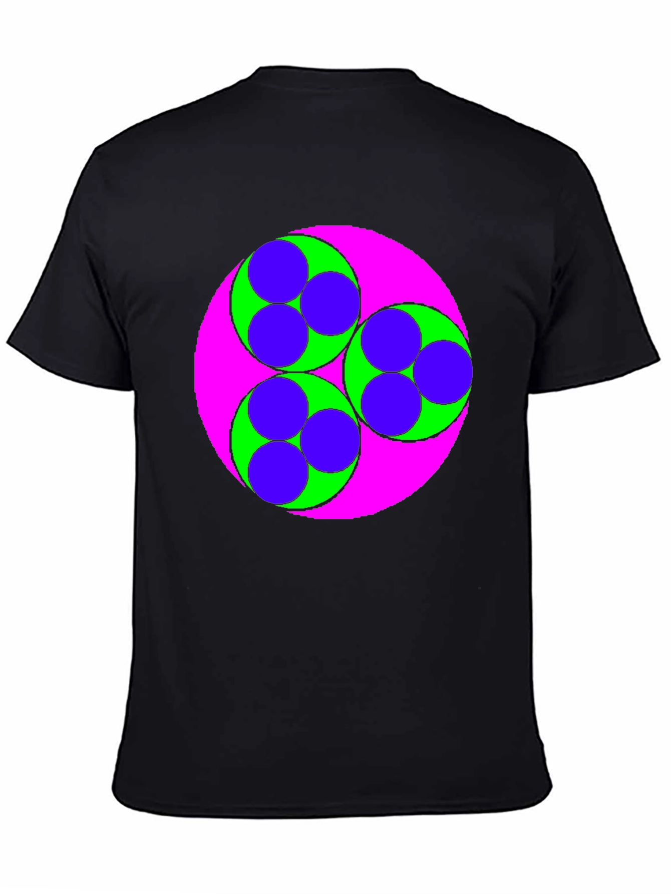 Geometric Circle Design Black T-Shirt