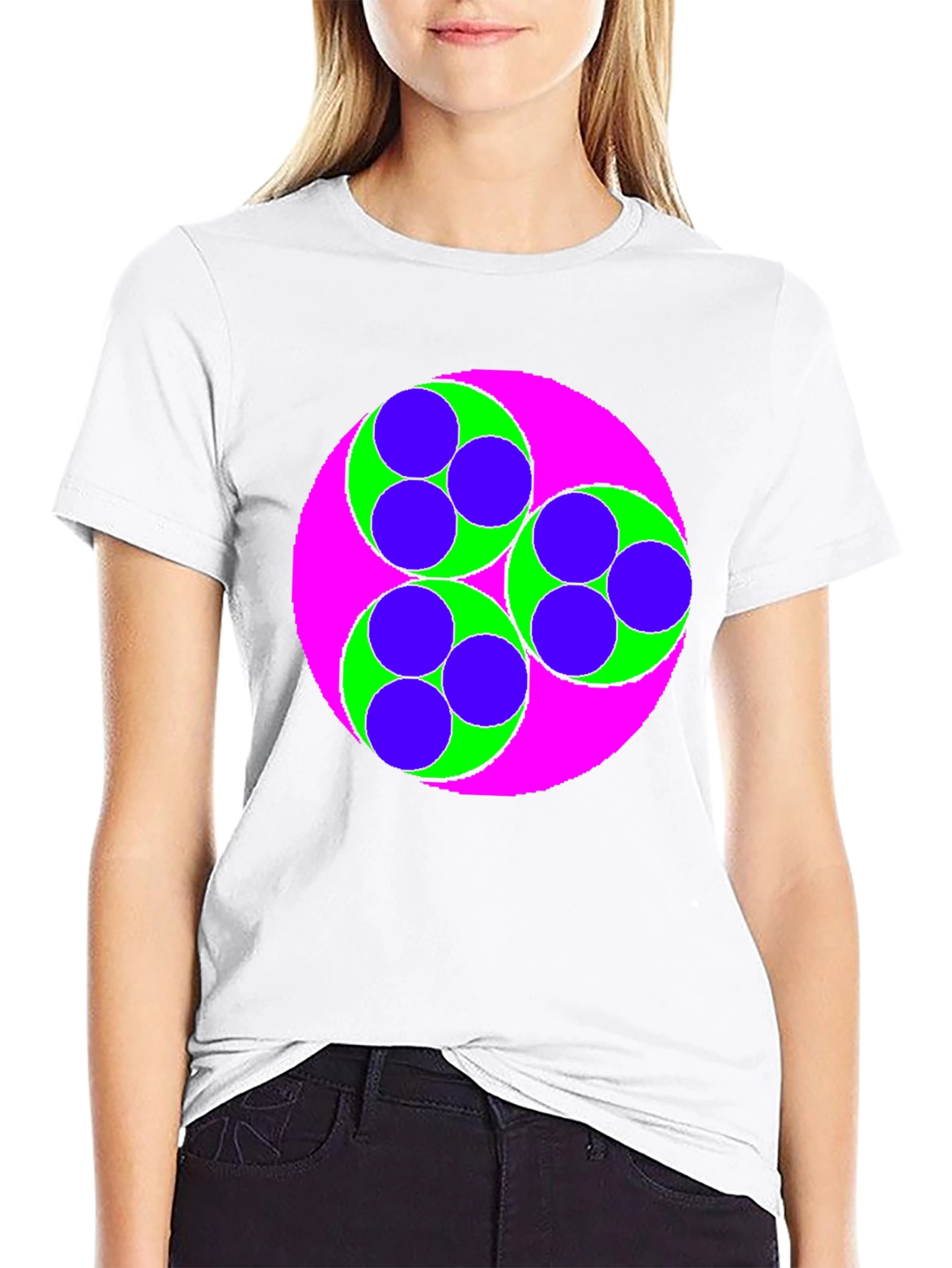 Geometric Circle Design Black T-Shirt