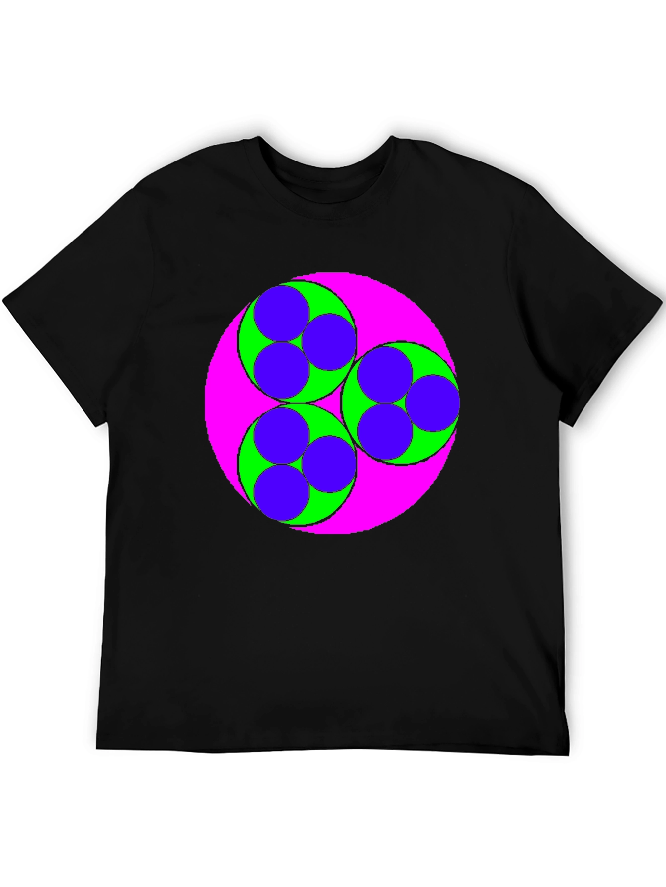 Geometric Circle Design Black T-Shirt