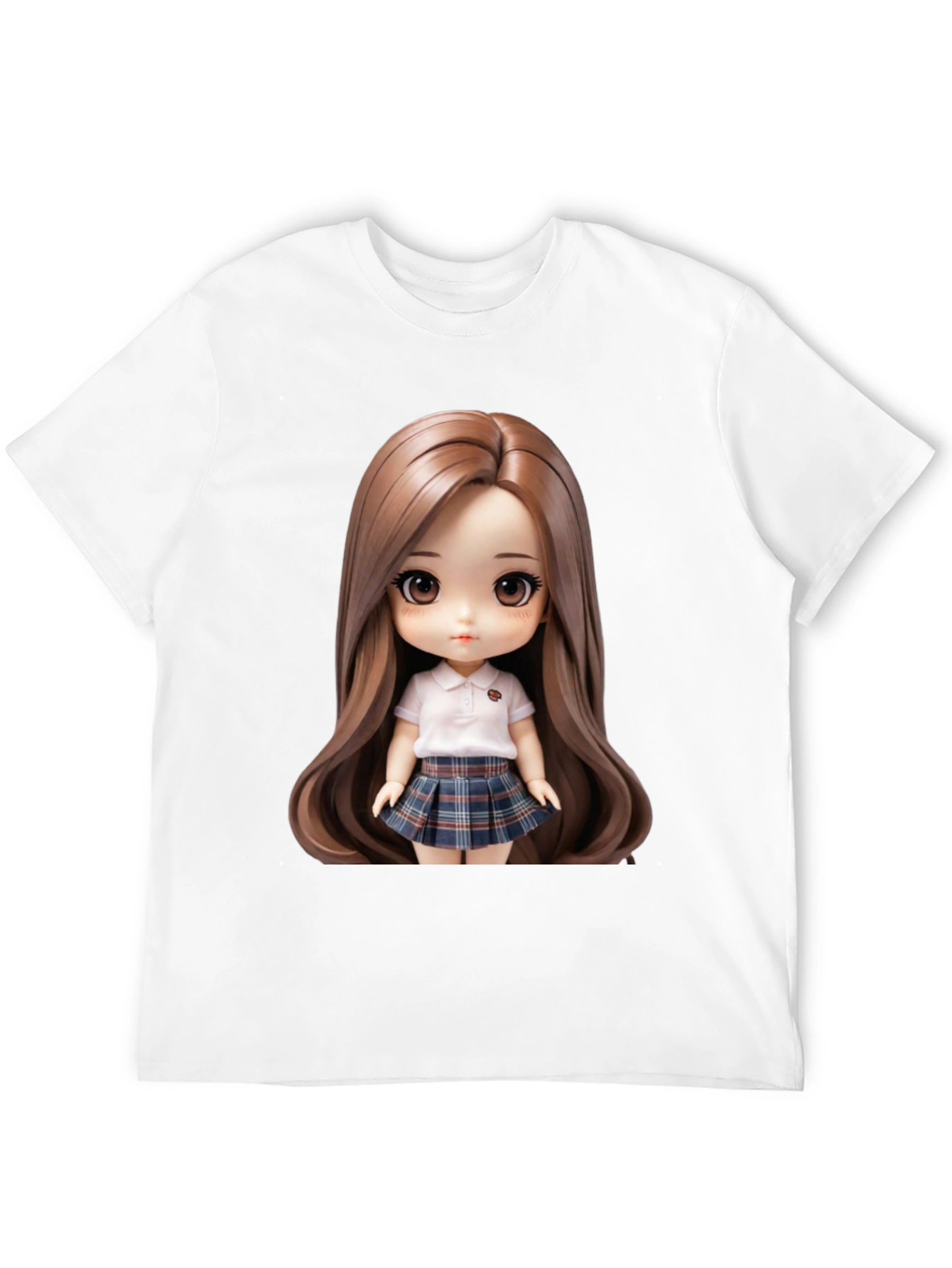 Anime Doll Graphic Print Black T-Shirt