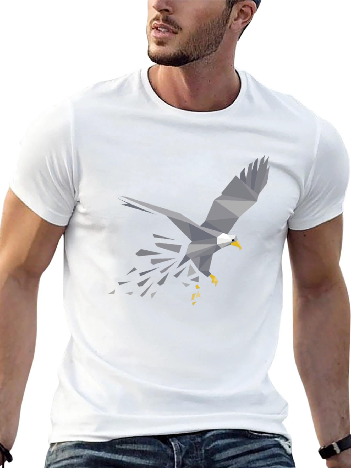 Geometric Eagle Graphic T-Shirt - Black