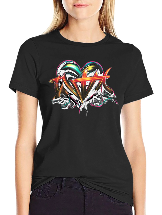 Abstract Heart Graphic Black T-Shirt