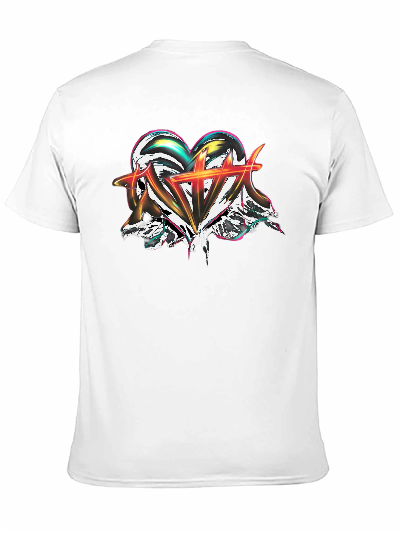 Abstract Heart Graphic Black T-Shirt