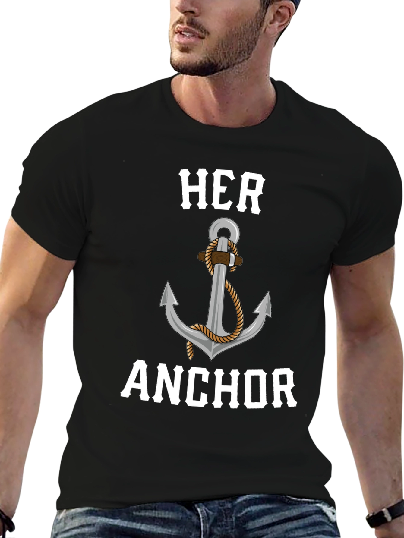 Her Anchor Graphic Tee - Matching Couples Design